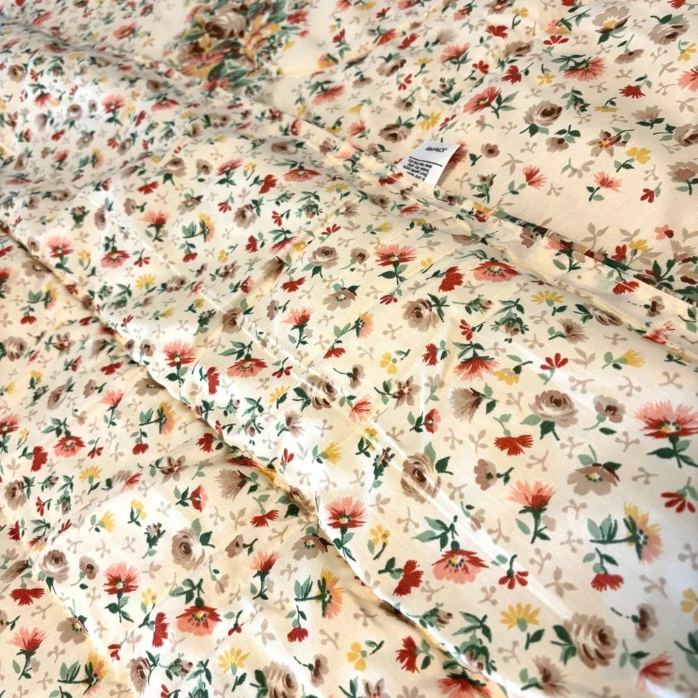 Vintage JCPenney Floral Trellis Quilted Bedspread Cottagecore Rose Queen